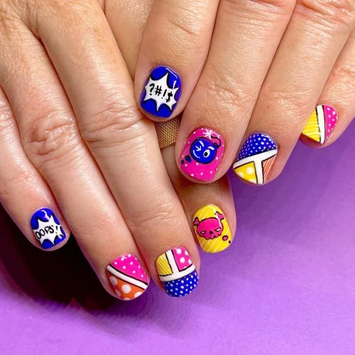 Comic POP! for @3barefeet! Had a lot of fun (and maybe went a little cross eyed) doing these nails. 