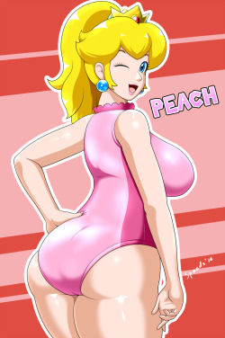 speedyssketchbook:  Finished that one image I wanted to work. I think I like how this came out. :)   peach butt~ ;9