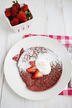 fattributes:  Red Velvet Baked Pancake with Honeyed Whipped Cream Cheese