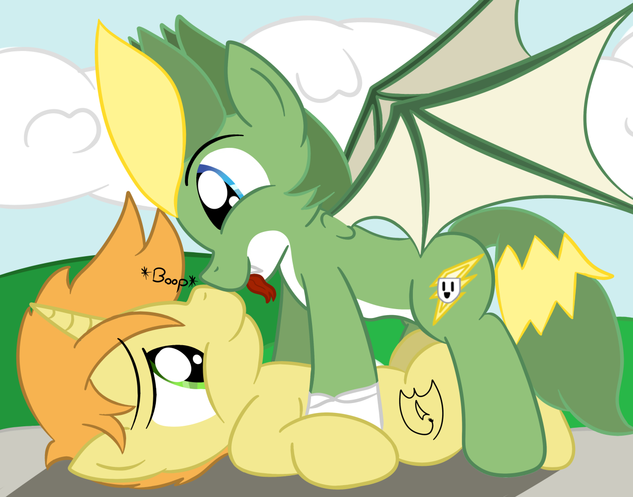 shortcircuitmlp:  *tackles tacky jelly* Nose boop! ^_^  D'aww! :3