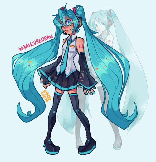 tried out the #mikuredraw challenge! i almost cried 3 times whilst drawing this cuz i love hatsune m