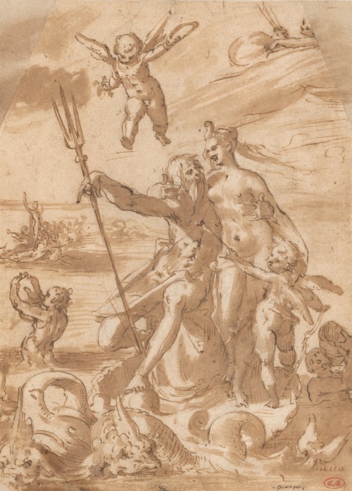 hildegardavon:didoofcarthageBartholomeus Spranger, 1546-1611Neptune and Amphitrite, n/d, pen and bro