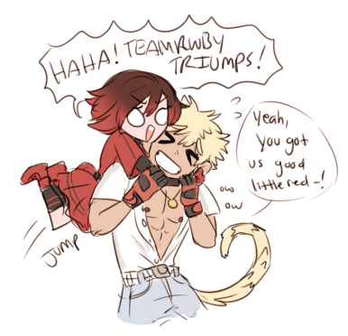 rwby baseball!au silly shenanigans leaders celebrating the winchasing off the annoying