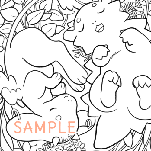 strangelykatie:Hi everyone!A set of 5 digital download, ready-to-print Tea Dragons colouring pages a