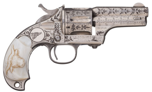 Merwin & Hulbert Co. Pocket Army single action revolver with carved pearl grips, circa late 1870
