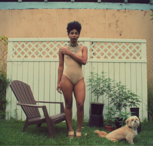 robynhoodscloset:  June Gloom got me all creative with my self portraits lol.Bodysuit is from American ApparelMules are by Nasty Gal
