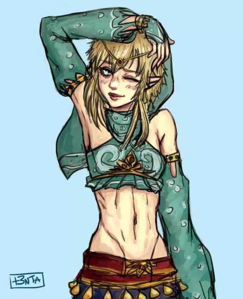 I’m in love In the new Zelda game, link has to wear a Gerudo outfit as part of a main quest! H