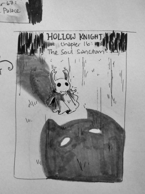 scribbleshanks:  Thumbnail sketches for fake comic chapter covers of Hollow Knight, including a drawing of a possible action sequence between Hornet and the Broken Vessel.The last one is actually a little older than the rest by about a month or so, but