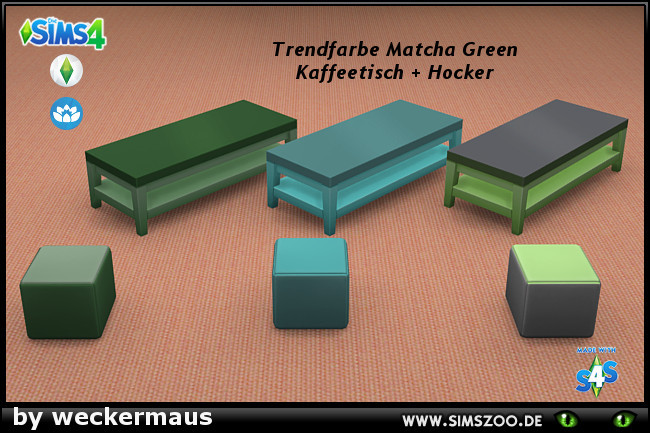 Blackys Sims 4 Zoo Matcha Green Series Coffee Table And Chair By