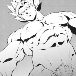 dizdoodz:  Vegeto! #dbz #dragonballz #vegeto #anime #muscle #fanart #ink #bara #dizdoodz #shirtless #pecs #gay