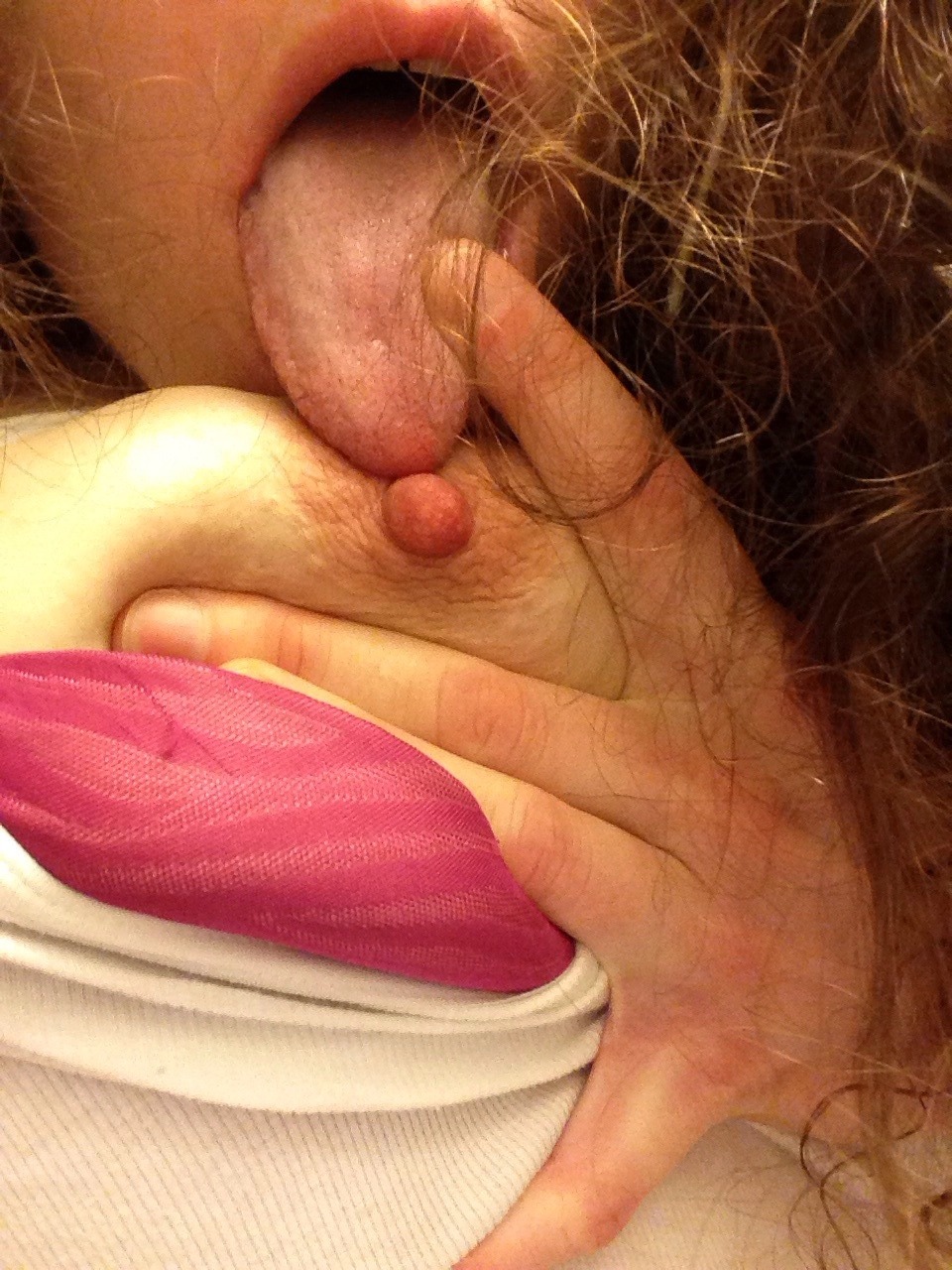 jellybeanphalange:  Titty tasting session during a quick bathroom break at work today!