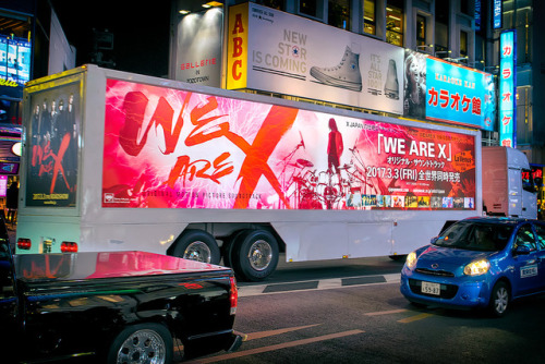 Big lighted X-Japan &ldquo;We Are X&rdquo; promotional truck driving around Harajuku this weekend.