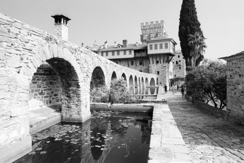 Athos Aqueduct (Tri-X) by Harald Philipp More fascinating architecture at one of the 20 Orthodox mon