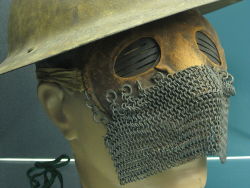 congenitaldisease:  Splatter masks were worn by tank operators during WWI. During those days, tanks weren’t as formidable as they are today and were easily destroyed. These masks were created to protect the operators from shrapnel and chips of lead