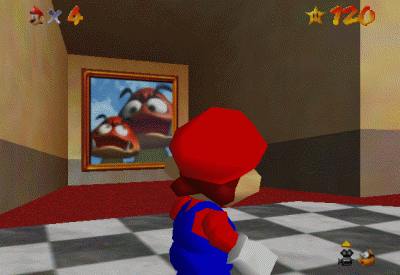 suppermariobroth:  In Super Mario 64, the room containing the paintings leading to