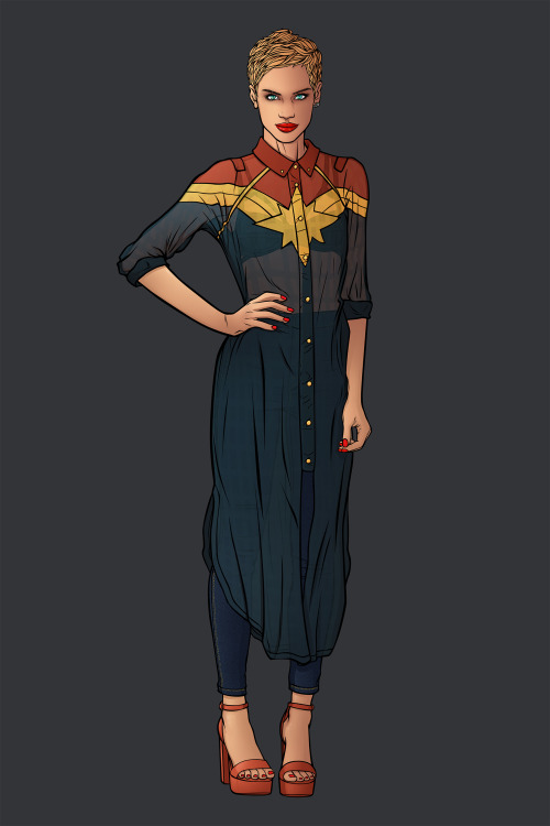 chrispandart:  I finally decided to redraw my fashion Carol Danvers aka Captain Marvel cos the other one was really bad and looked like nothing.