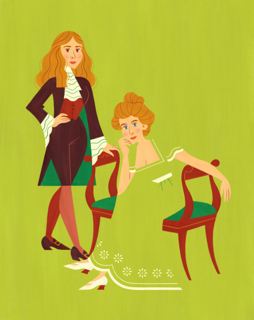 Coles Phillips-inspired illustration about author and lesbian style icon Natalie Clifford Barney for