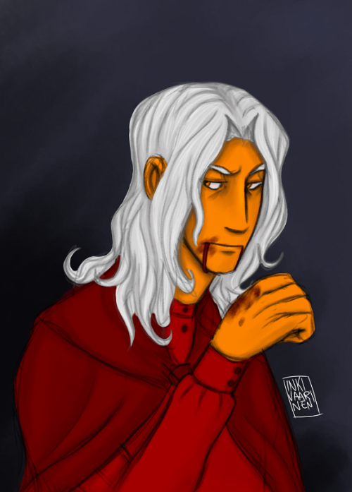 inkivaarinensart: In my sight, it is always winter, always night.  More doodles of Raistlin. Go