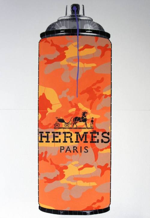Hermes Mega Orange, Campbell La PunHand-Cut Stencil & Aerosol on 2x Cradled Wood Panels.
103 x 145.6 x 3cm (Each Panel 103 x 72.8cm)
2016

Shipped as 2x Panels in Cardboard Box.
Simple Assembly, Hanging Wires Attached. 
No Framing Requiredhttps://www.saatchiart.com/art/Painting-Hermes-Mega-Orange/641331/3066381/view #campbelllapun#streetart#popart