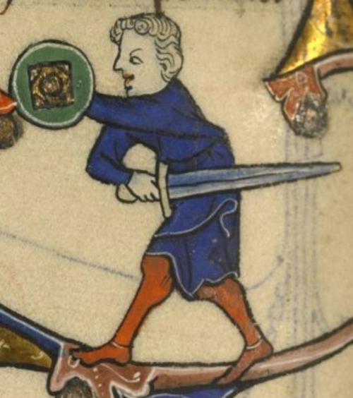 maerenundlobebaeren:Miniatures of sword and buckler fighting (France, 1280-1300)Die obigen Bilder st