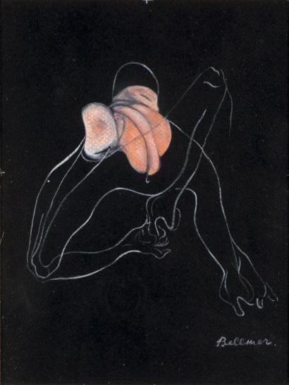 zzzze:Hans Bellmer, Dessin Érotique, (pastel on black paper:9.25 × 6.89 in.)