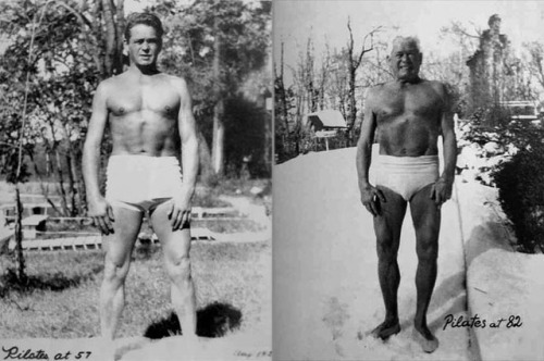 Mr. Pilates showing off his physique at different ages, in his undies, in the great outdoors. ✔️✔️✔️