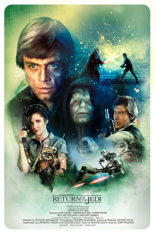 cinemagorgeous:Gorgeous poster tributes to the original Star Wars movies by artist Richard Davies.