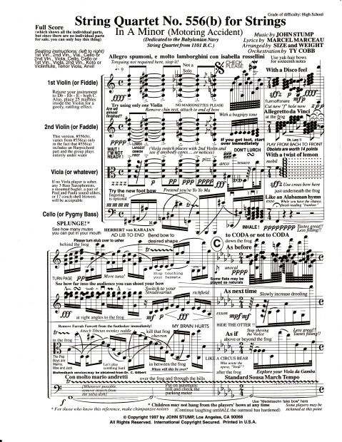 amtep:John Stump, String Quartet No. 556(b) for Strings In A Minor (Motoring Accident)This is the co