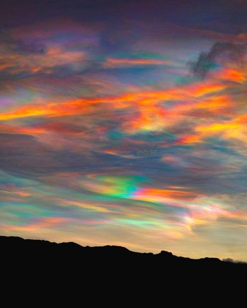 Polar stratospheric clouds over Iceland. Have you ever seen them before? They’re real!   