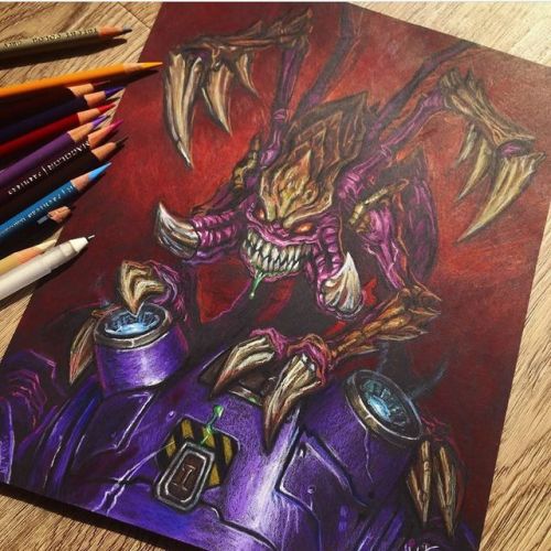 thestarcraftobserver:  This rendition of official blizzard art done in color pencil by @sketchy.niko