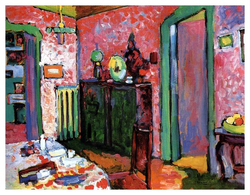 Interior (My dining room), 1909, Wassily KandinskyMedium: oil,cardboard