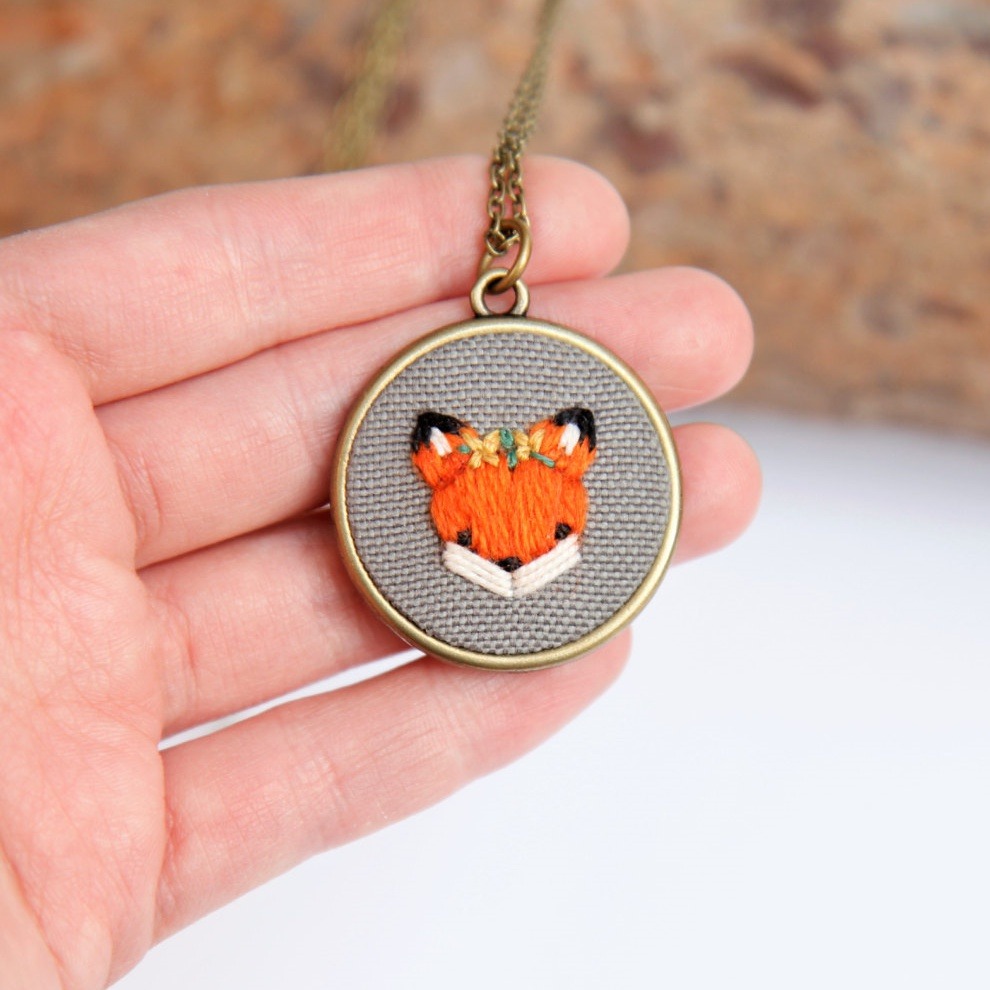 sosuperawesome: Embroidered Pendants and Pins, by Gamze Diplen on Etsy  See our ‘embroidery’