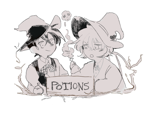 some obscure magic au in which Haibara runs a potion shop and cone pesters her for free potions