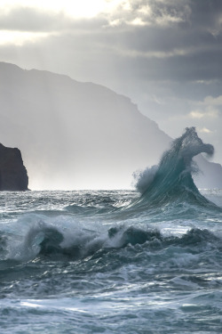 thicksexyasswomen:  lsleofskye:  _Na Pali Coast Line, Kauai_  On A Wave 