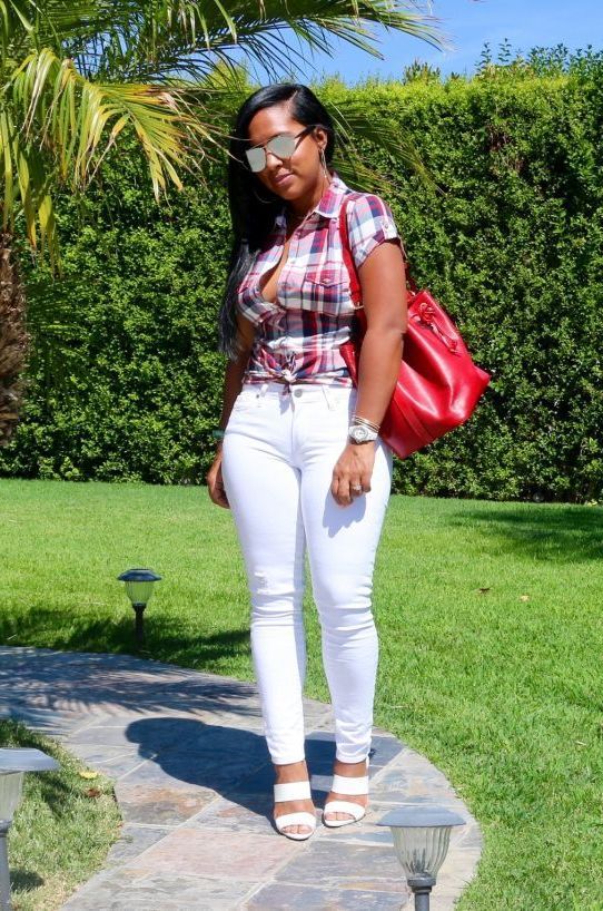 ecstasymodels:  Labor DayWearing: Plaid Shirt, Paige Denim White Jeans, Alexander