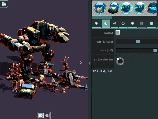 retronator:  There are more and more art styles that live on the spectrum between pixels, voxels, and low-poly 3D. One interesting approach has always been sprite stacking, a technique for rendering voxel art by drawing individual pixel art cross-sections
