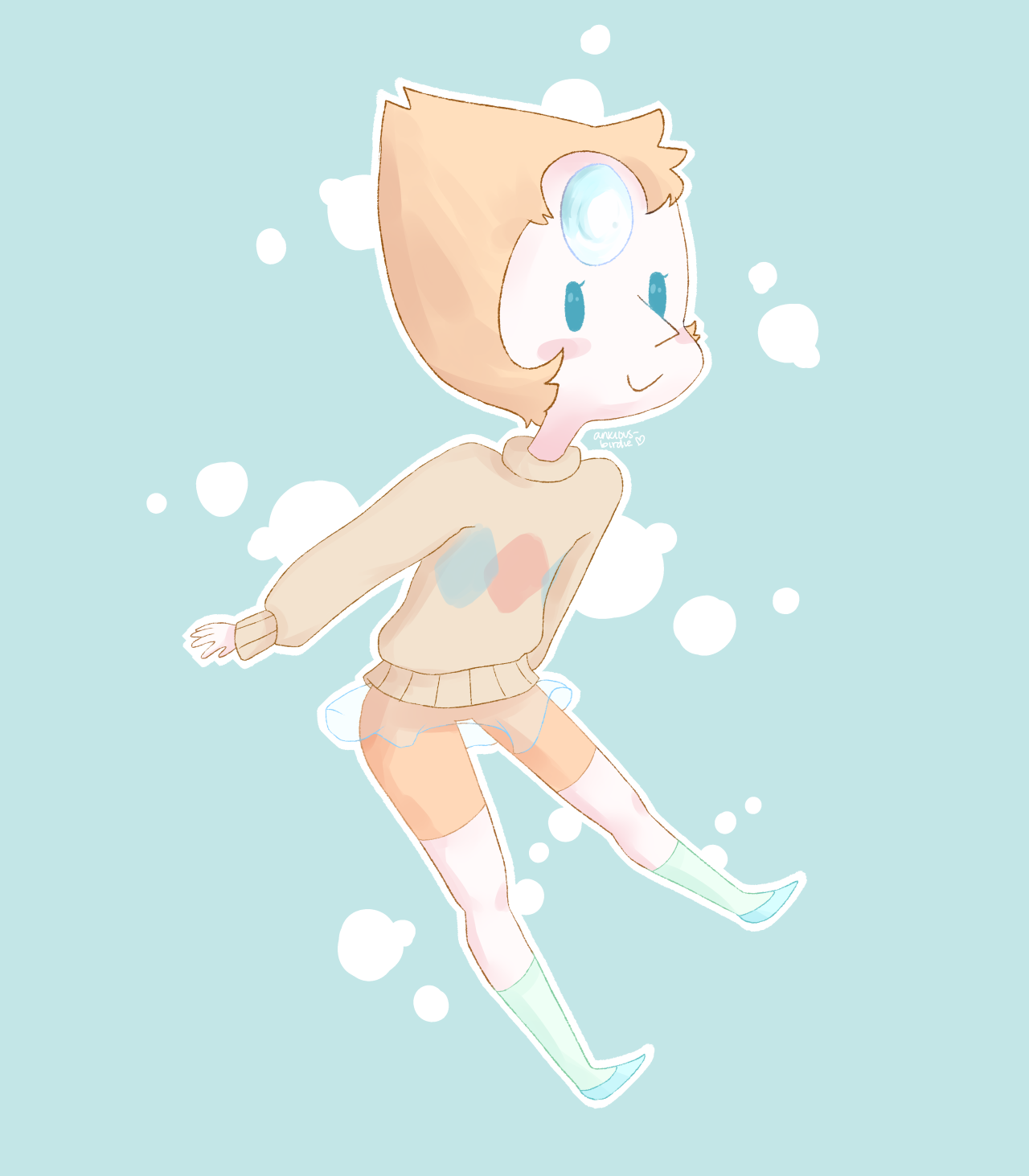 anxious-birdie:  I did a little kinda bad doodle of Pearl in the sweater from “Maximum