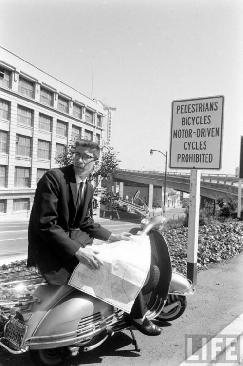 Scooterist seeking an alternative route(Nat Farbman. 1956?)