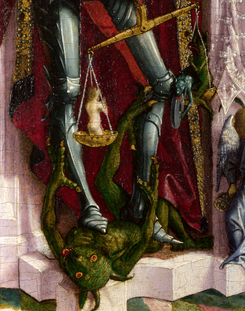 signorformica:Detail of St Michael vanquishing Satan. Michael Pacher ~ ca.1475 National Gallery Lond