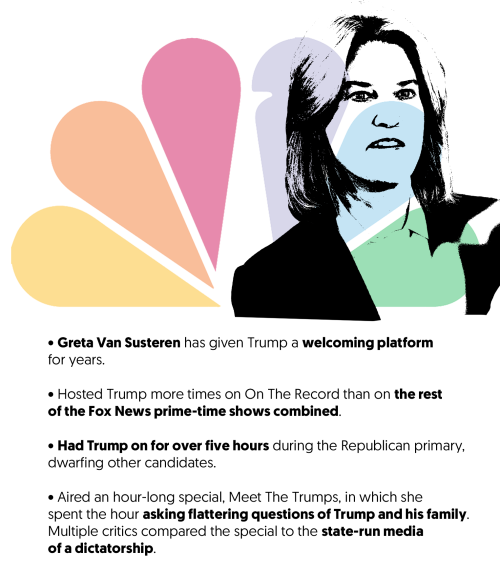 mediamattersforamerica:NBC is now literally paying Trump himself, Joe Scarborough, Greta Van Sustere