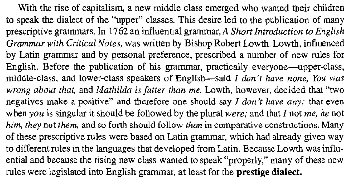 markovnikoving:
“ please read this excerpt from a linguistics textbook about a rich guy that decided to change the way english was spoken just because he liked it better, then continue to belligerently argue that it is “objectively incorrect” to...