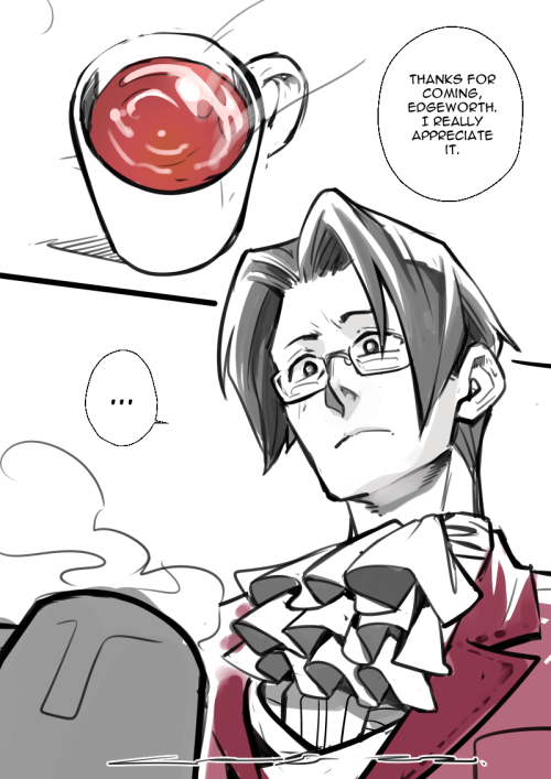 the-other-cross-san: At least he’s awake enough to make him tea, right? Bonus. Edgeworth ended