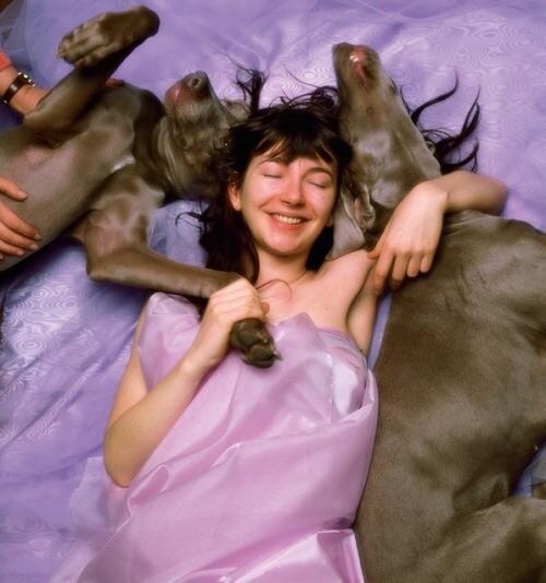 arubandeity:kate bush with her dogs bonnie and clyde for “hounds of love” photoshoot