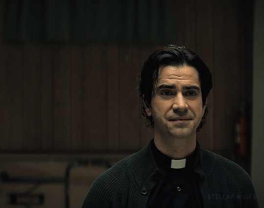 stellar-gifs:

MIDNIGHT MASS (2021)
↪ ‘And the only thing, the only fucking 
thing that lets people stand by, watching all this suffering, doing 
nothing, doing fucking nothing, is the idea that suffering can be a gift
 from God.What a monstrous idea, Father.’ #midnight mass#john pruitt#riley flynn#hamish linklater#zach gilford
