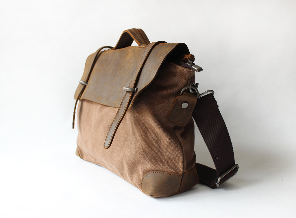 themodernexchange:  Retro Cowhide Leather Canvas Messenger Bag | Canvas Leather Art