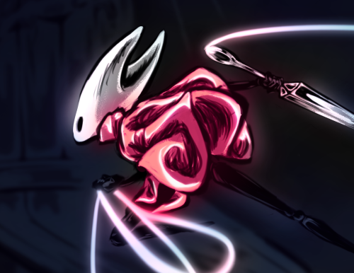 solarsnapp: [ID: A detailed, digital art piece of Hornet from Hollow Knight. Hornet is a black, huma