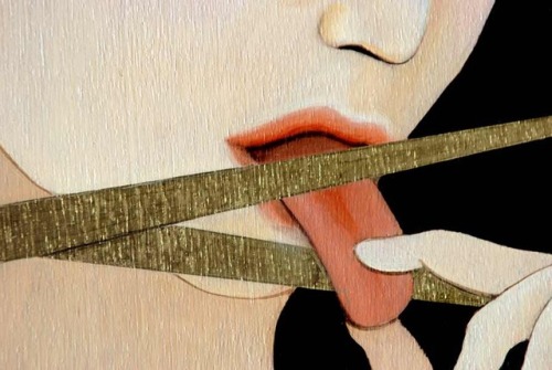 Migrant 3 By Iraqi Artist Hayv Kahraman; According To The Artist, The Cutting Of The Tongue Represents