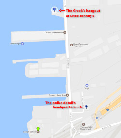 artofthewire:The Greek’s hangout and the police detail’s headquarters were just down the street from each other!  Another fun fact: right there on Clinton Street, they filmed the part of the hated season two where the boat in Philly was docked. An