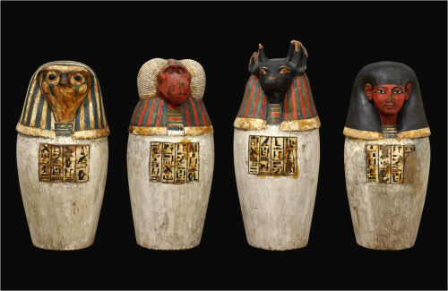 ancient-egypts-secrets: The four sons of Horus (from left on the upper picture): Imsety, D