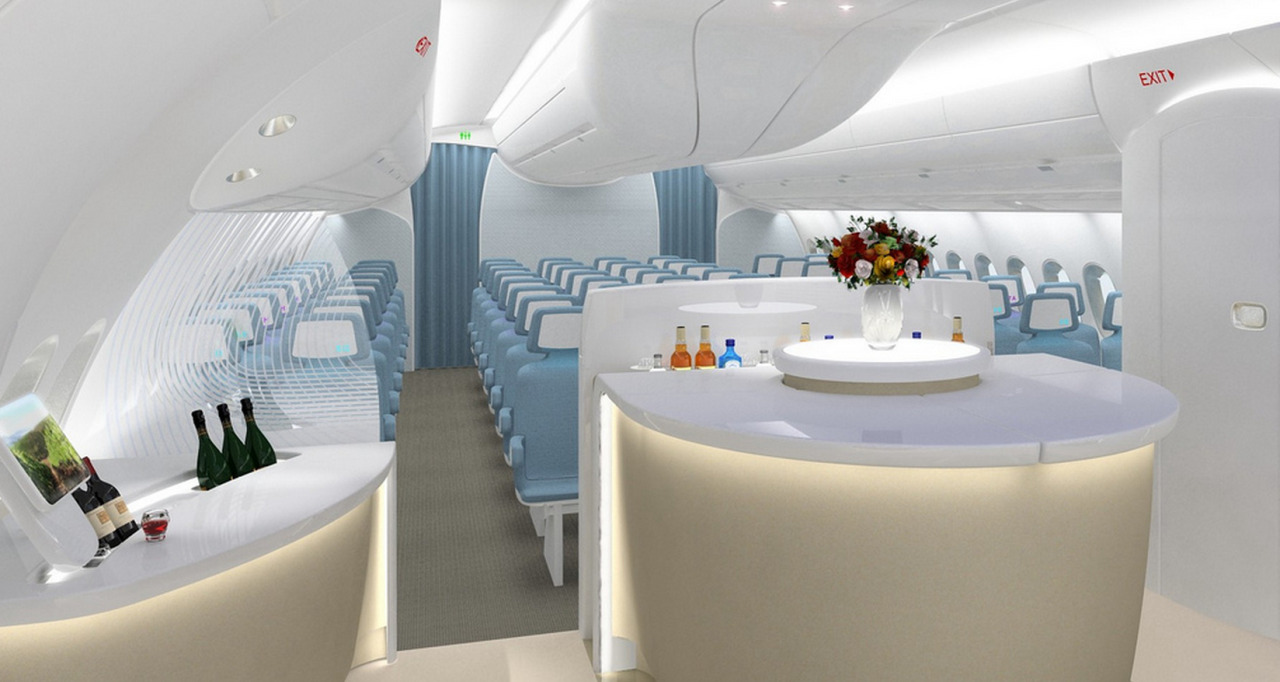 cockpitviews:  Airbus A350 XWB cabin design. 